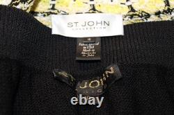 St. John Collection Yellow Jacket Skirt L Size 10 12 2pc Suit Black Trim Buttons