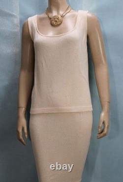 St. John Collection Yellow Jacket Skirt Top XL 14 12 16 3pc Suit Buttons Crochet