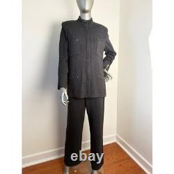 St John Collection by Marie Gray Knit Zipper Jacket Pants Suit Set Charcoal 8