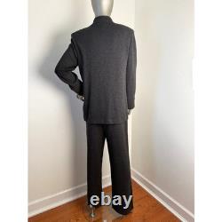St John Collection by Marie Gray Knit Zipper Jacket Pants Suit Set Charcoal 8