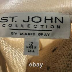 St John Collection by Marie Grey Ivory Two Piece Santana Knit Skirt Set