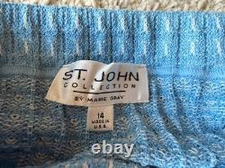 St. John Collection size14 light blue textured tweed jacket and medium skirt set