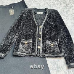 St John Evening Collection Metallic Tweed Jacket & Maxi Skirt Set 8 Medium Black