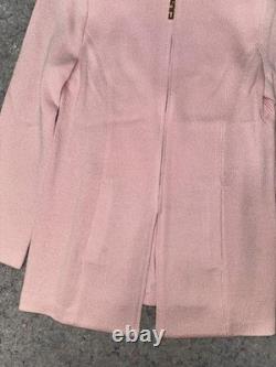 St John Knit Jacket Pants Set Womens 4 Pink Zip Mock Neck Suit Collection USA