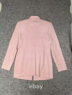St John Knit Jacket Pants Set Womens 4 Pink Zip Mock Neck Suit Collection USA