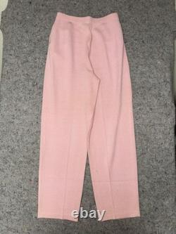 St John Knit Jacket Pants Set Womens 4 Pink Zip Mock Neck Suit Collection USA