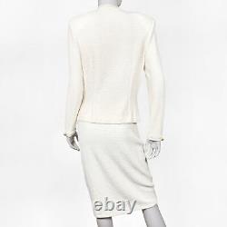 St. John Marie Gray Santana Knit Tailored Cream Skirt Suit 2PC Set 8