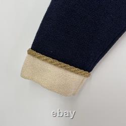 St John Santana Knit Sweater Blazer Navy 10/12 Gold Button Old Money Preppy