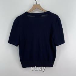 St John Santana Knit Sweater Blazer Navy 10/12 Gold Button Old Money Preppy