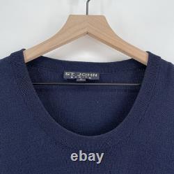 St John Santana Knit Sweater Blazer Navy 10/12 Gold Button Old Money Preppy