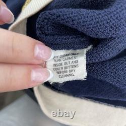 St John Santana Knit Sweater Blazer Navy 10/12 Gold Button Old Money Preppy