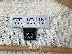 St. John Womens 6 Two Piece Set Collection Ivory Pants One Button Jacket Knit