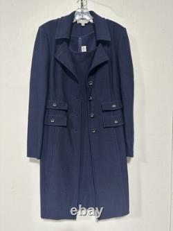 St John's Collection Shift Dress And Coat Set Size 10 Navy