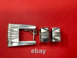 Sterling Silver Vintage 2 Ranger belt buckle set with two keepers