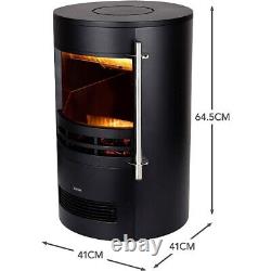 Stove with Two Heat Settings, Realistic LED Flame Effect, 2000W, Black