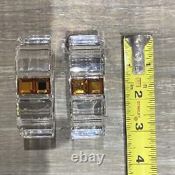 Swarovski Crystal Amber Orange Napkin Rings Holders Set of two Unused Super Rare