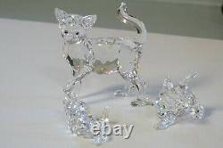 Swarovski Crystal Clear Cat Mother Standing 861914 with two Kittens 3 pc set