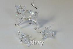 Swarovski Crystal Clear Cat Mother Standing 861914 with two Kittens 3 pc set