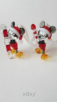 Swarovski, Set of Two 2016 and 2018 Mickey Mouse Christmas Ornament, Rare