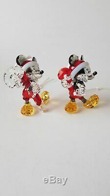 Swarovski, Set of Two 2016 and 2018 Mickey Mouse Christmas Ornament, Rare