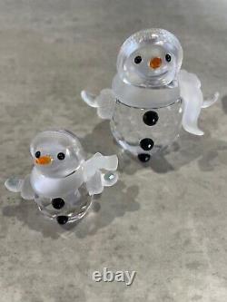 Swarovski set of three Christmas Ornaments Santa Claus & two Snowmen