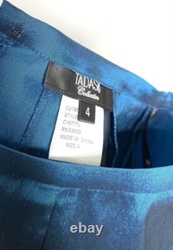 TADASHI Collection 2pc Teal Metallic Taffeta Top + Skirt SET Mermaid Dress 4 = S
