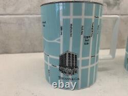 TIFFANY & CO. Set Of Two Coffee Tea Mugs New York Fifth Avenue Manhattan Map