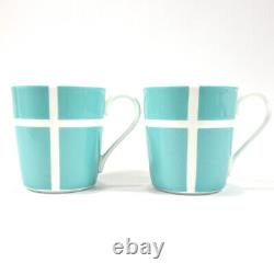 TIFFANY&Co. Mug Blue box ribbon Two-piece set Pottery unisex Tiffany blue