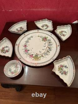 TWO SETS of Herend Hand Painted Porcelain Hors d'Oeuvres Plates