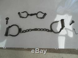 TWO SETs Antique Vintage ANKLE SHACKLES OR CUFFS with Keys. Made by HIATT & CO