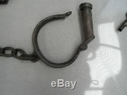 TWO SETs Antique Vintage ANKLE SHACKLES OR CUFFS with Keys. Made by HIATT & CO