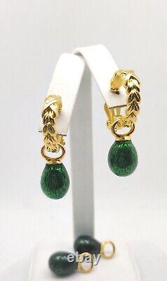 Tatiana Faberge Rare Imperial Collection Gold Toned Egg Clip On Earrings Two Set
