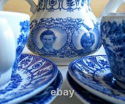 Tea For Two Broadhurst Lady Diana Wedding 1981 Blue And White Teapot Set 2 Cups