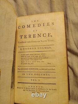 The Comedies Of Terence George Colman 1768 two vol set 2nd edition