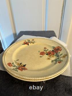 The Sebring Pottery Go. 1920's Golden Maize Poppy Plates Set Two Luncheon Plates