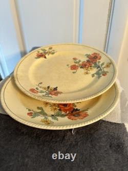 The Sebring Pottery Go. 1920's Golden Maize Poppy Plates Set Two Luncheon Plates