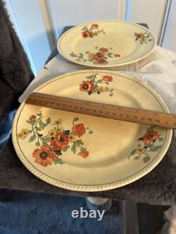 The Sebring Pottery Go. 1920's Golden Maize Poppy Plates Set Two Luncheon Plates