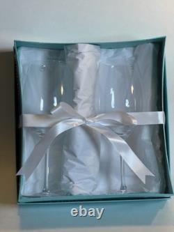 Tiffany & Co. Set of Two Wine Glasses New In Box Crystal Glass T&C Blue Box Gift
