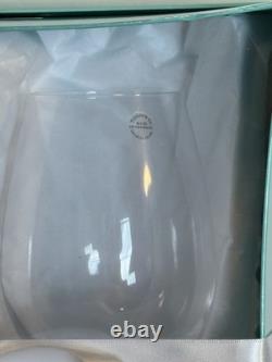 Tiffany & Co. Set of Two Wine Glasses New In Box Crystal Glass T&C Blue Box Gift