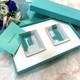 Tiffany & Co. Vid Poche Mini Square Ceramic Plate Set White Turquoise New Unused