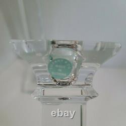 Tiffany Crystal Classic Tall Candle Holders with Square Base Set of Two 10 in