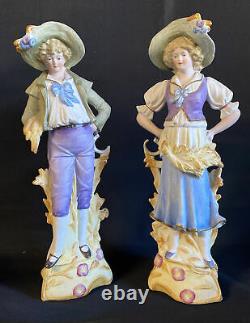 Two(2) Carl Schneider Bisque Figurine Set Made In Germany11.5 Tall L@@K