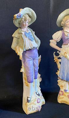 Two(2) Carl Schneider Bisque Figurine Set Made In Germany11.5 Tall L@@K