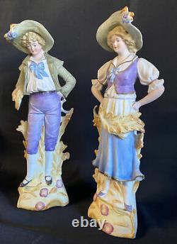 Two(2) Carl Schneider Bisque Figurine Set Made In Germany11.5 Tall L@@K