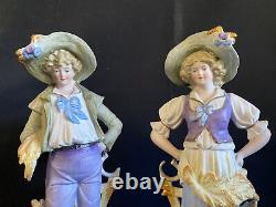 Two(2) Carl Schneider Bisque Figurine Set Made In Germany11.5 Tall L@@K