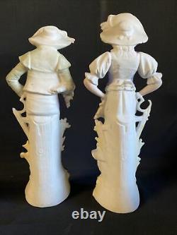 Two(2) Carl Schneider Bisque Figurine Set Made In Germany11.5 Tall L@@K