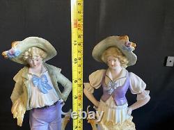 Two(2) Carl Schneider Bisque Figurine Set Made In Germany11.5 Tall L@@K