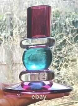 Two (2) Set Chatham Glass Multicolored Candlesticks Beautiful