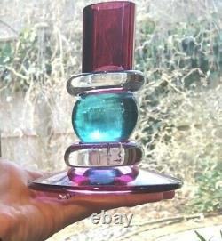 Two (2) Set Chatham Glass Multicolored Candlesticks Beautiful