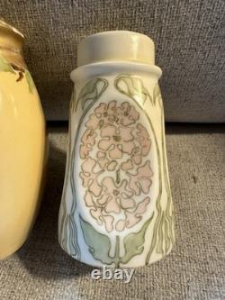 Two Antique Porcelain Painted Arts & crafts Castors Shakers Floral Decoration